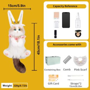 Cute Mini Cat Plush Sling Bag with Pink Scarf – Kawaii Kitty Crossbody Bag with Adjustable Straps for Girls & Kids